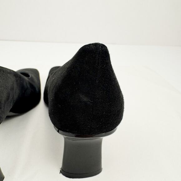 Vintage Stuart Weitzman Black Suede Leather Square Toe Wide Mid Heel Pump Sz 7 - Picture 13 of 15